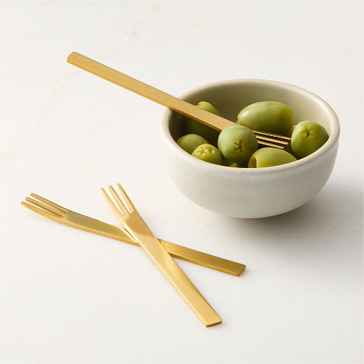 Mini Gold Cocktail Forks Set of 6