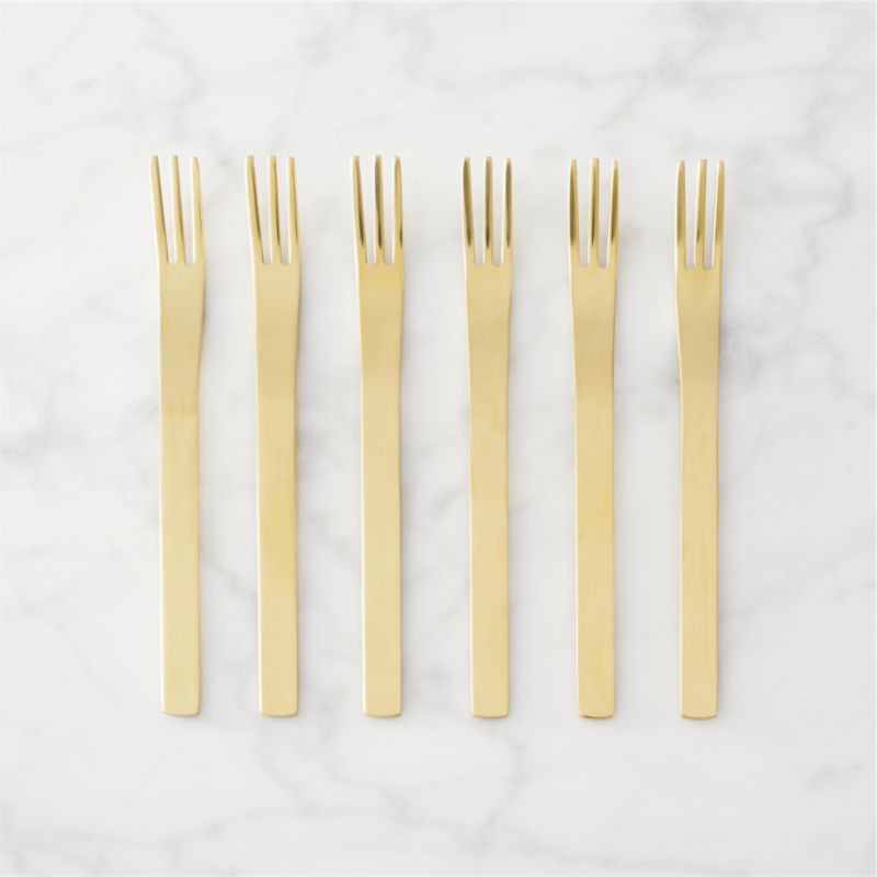 View Mini Gold Cocktail Forks Set of 6 details