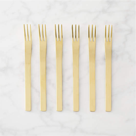 Mini Gold Cocktail Forks Set of 6