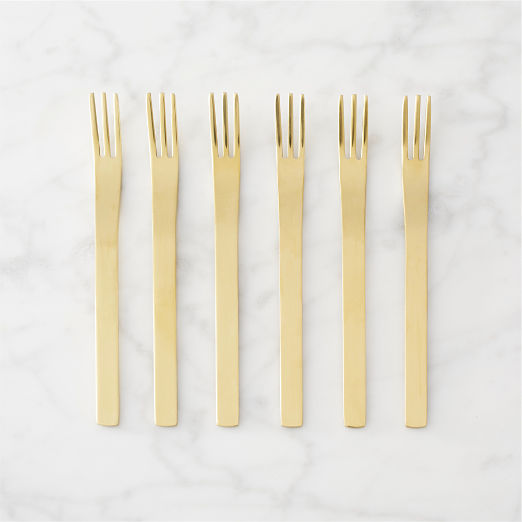 Mini Gold Cocktail Forks Set of 6