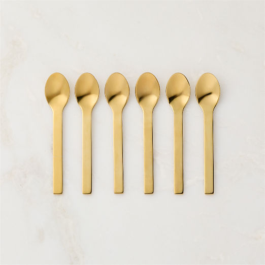 Mini Gold Cocktail Spoons Set of 6