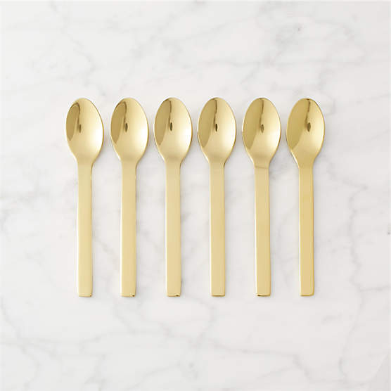 Mini Gold Cocktail Spoons Set of 6