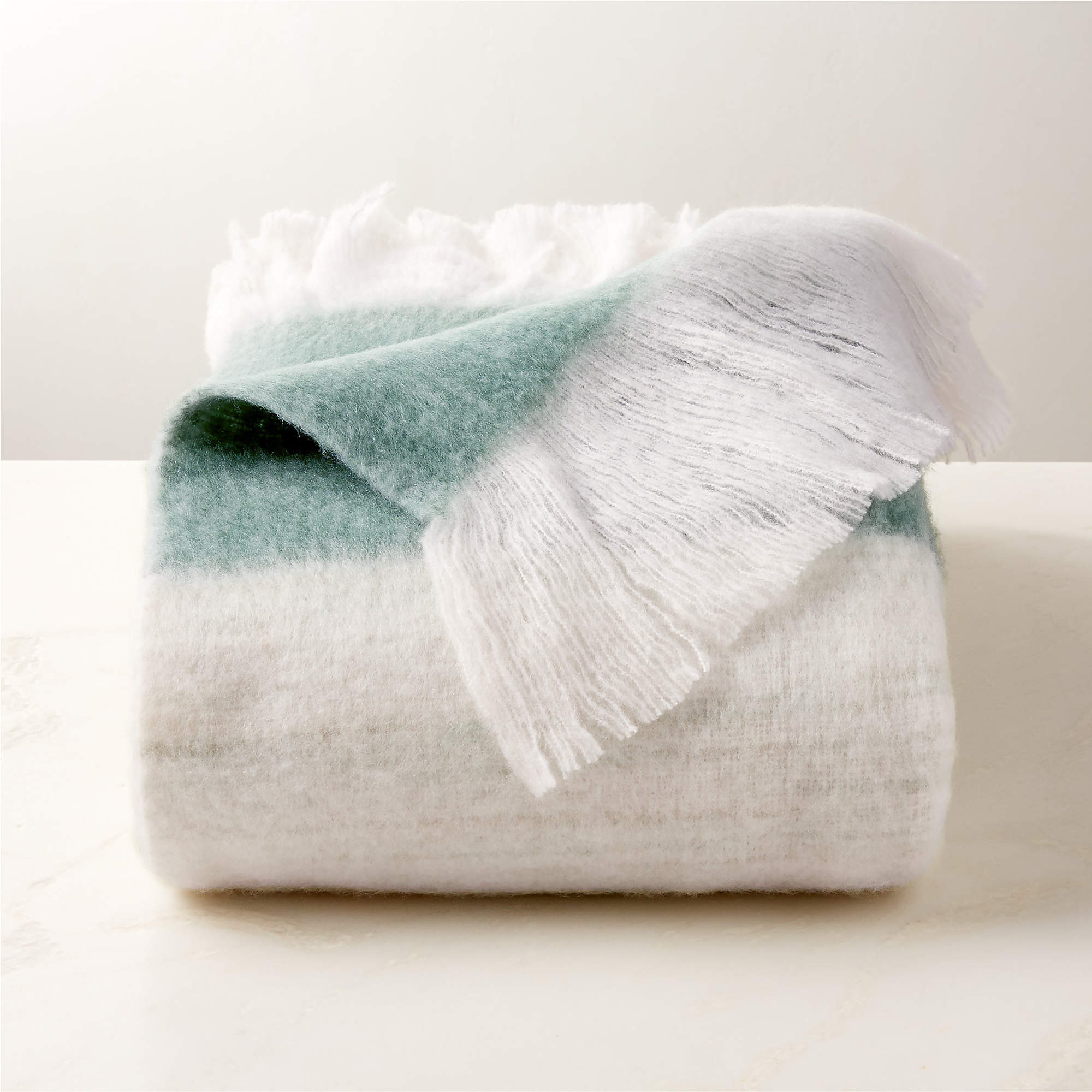 Mira Ombre Green Throw Blanket + Reviews CB2