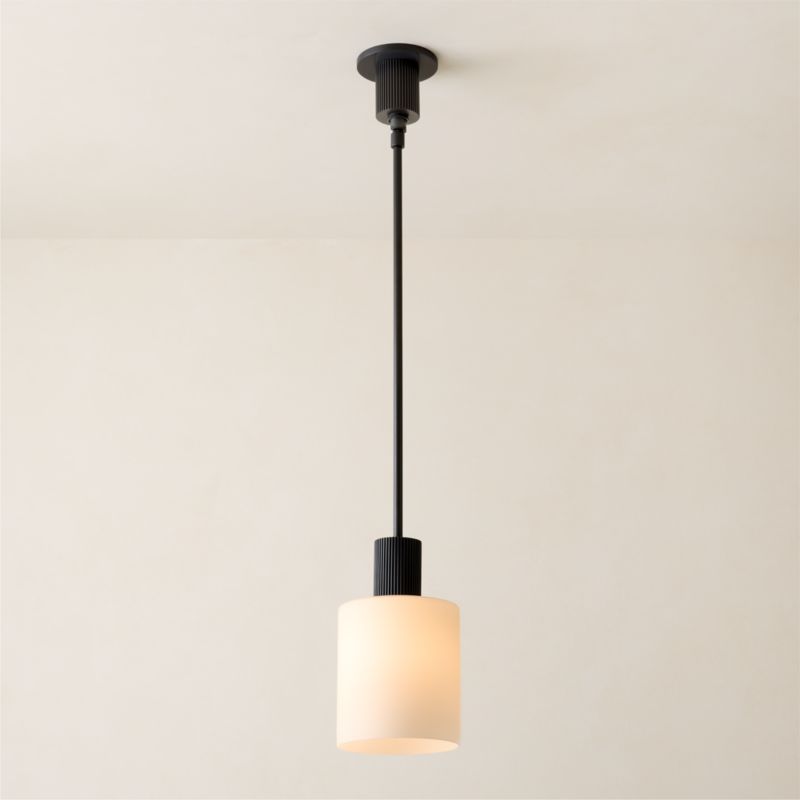 Viewing product image Mirabell Ribbed Blackened Brass Pendant Light - image 1 of 5