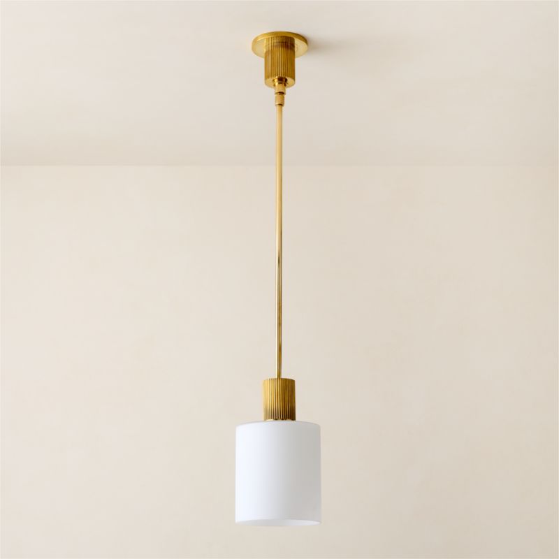 Mirabell Ribbed Unlacquered Brass Pendant Light - image 5 of 7