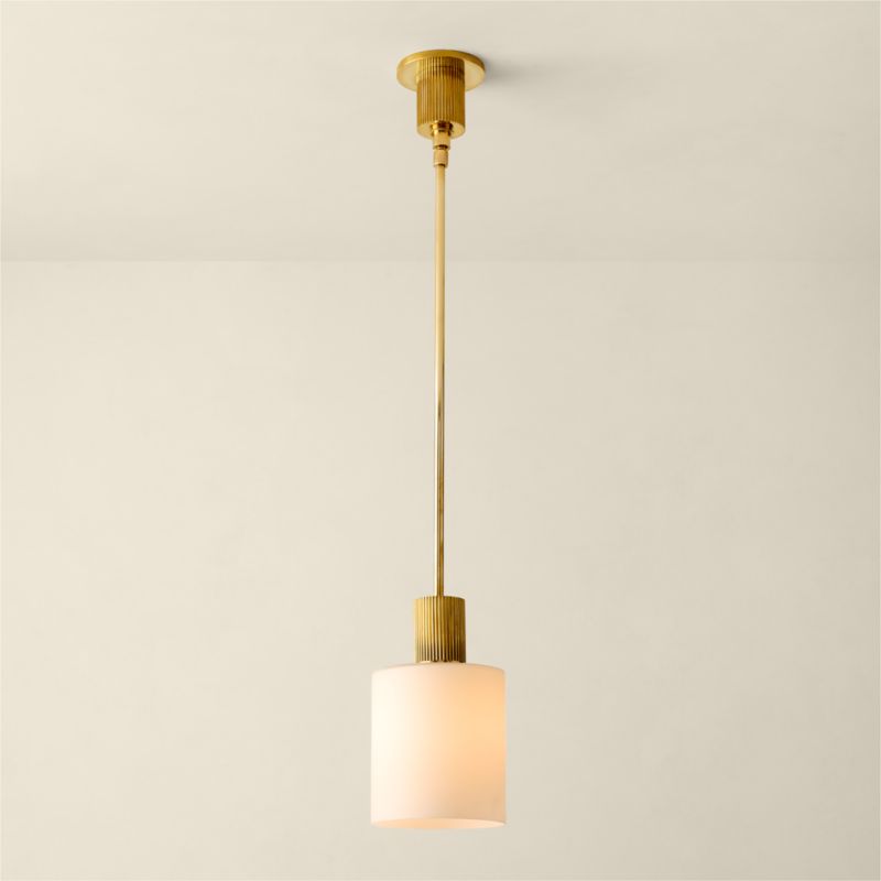 Mirabell Ribbed Unlacquered Brass Pendant Light - image 5 of 8