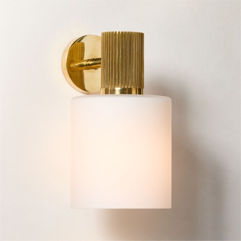 Viewing product image Mirabell Ribbed Unlacquered Brass Wall Sconce - image 1 of 6