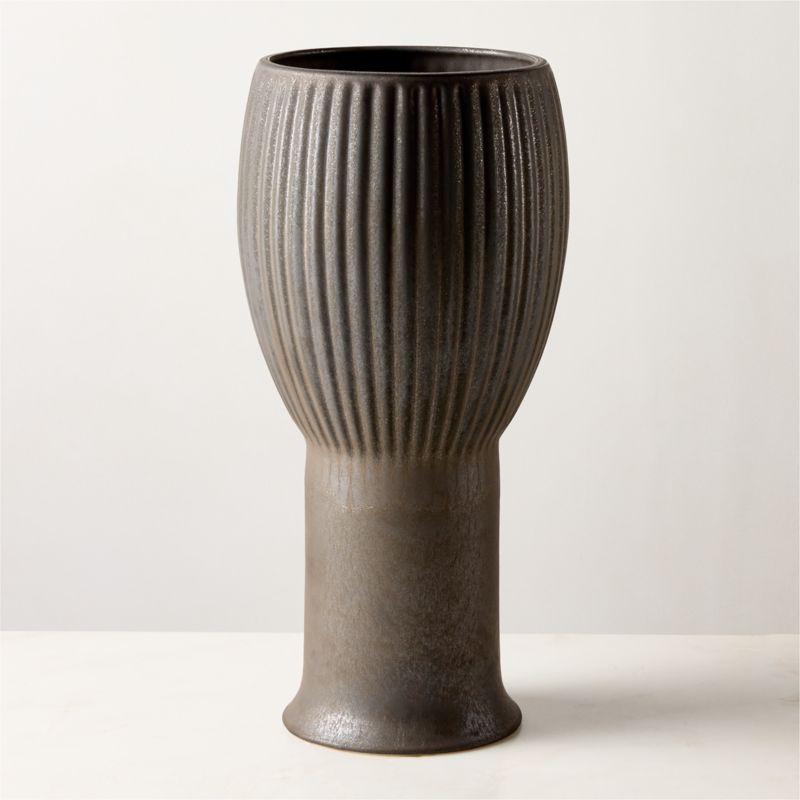 Miramar Fluted Black Ceramic Vase Large - image 1 of 3