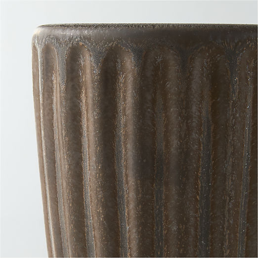 Miramar Fluted Dark Brown Ceramic Vase Small