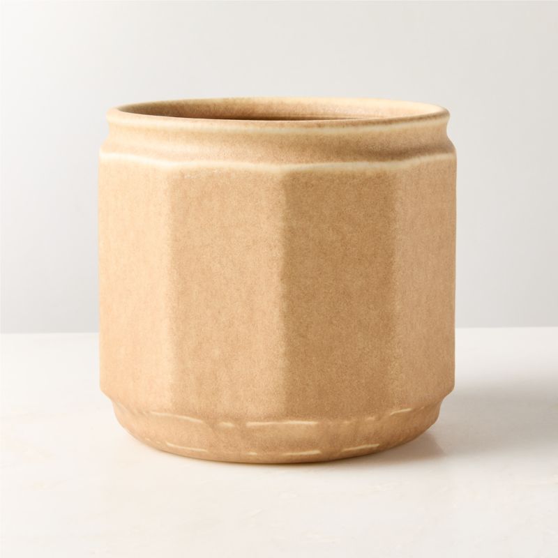 Miramar Paneled Beige Ceramic Planter with Reactive Glaze - image 2 of 4