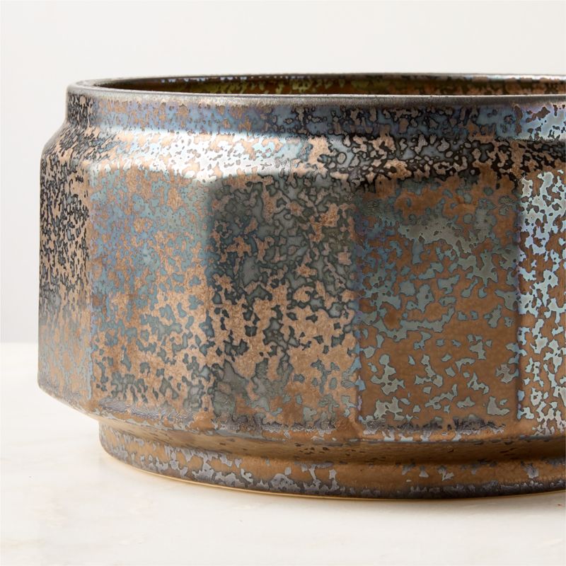 Miramar Paneled Dark Brown Ceramic Planter with Reactive Glaze - image 3 of 4