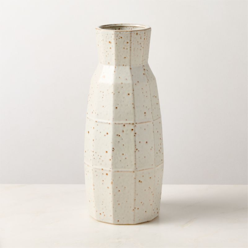 Miramar Paneled White Ceramic Vase with Reactive Glaze - image 1 of 3