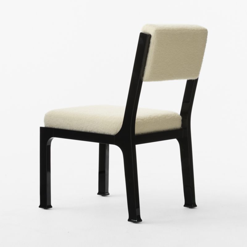 Mireille Lacquered Wood and Ivory Boucle Upholstered Armless Dining Chair by goop - image 9 of 10