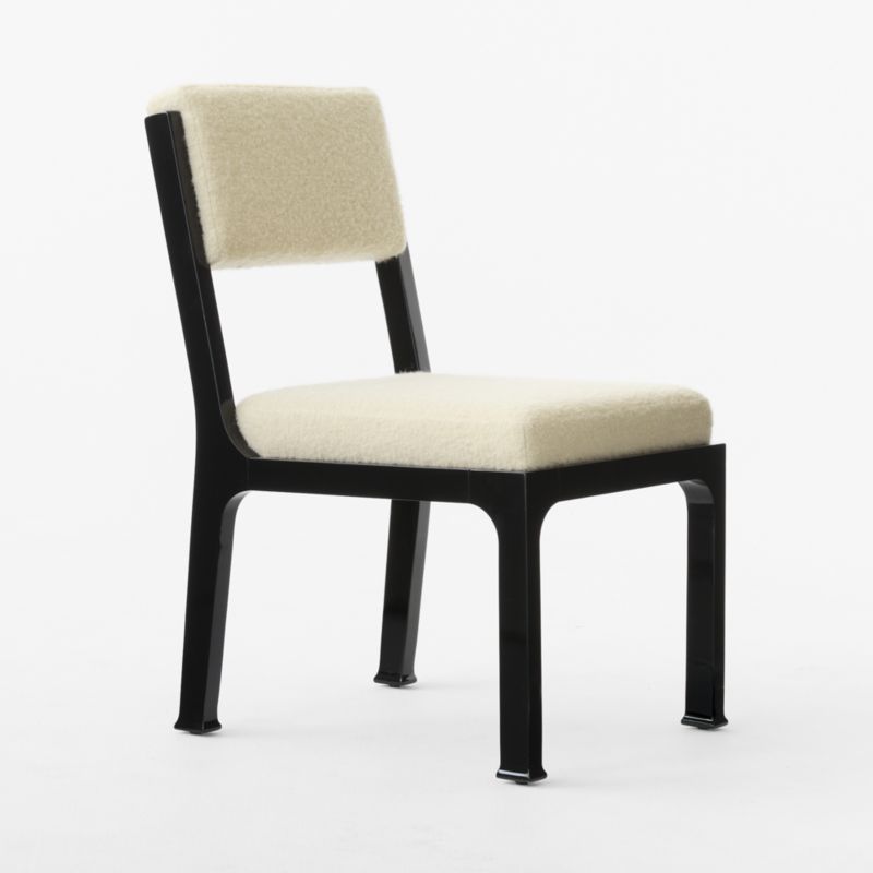 Mireille Lacquered Wood and Ivory Boucle Upholstered Armless Dining Chair by goop - image 7 of 10