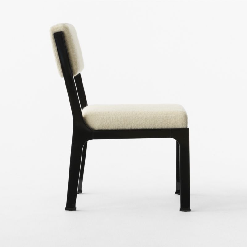 Mireille Lacquered Wood and Ivory Boucle Upholstered Armless Dining Chair by goop - image 8 of 10