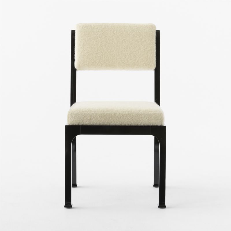 Mireille Lacquered Wood and Ivory Boucle Upholstered Armless Dining Chair by goop - image 6 of 10