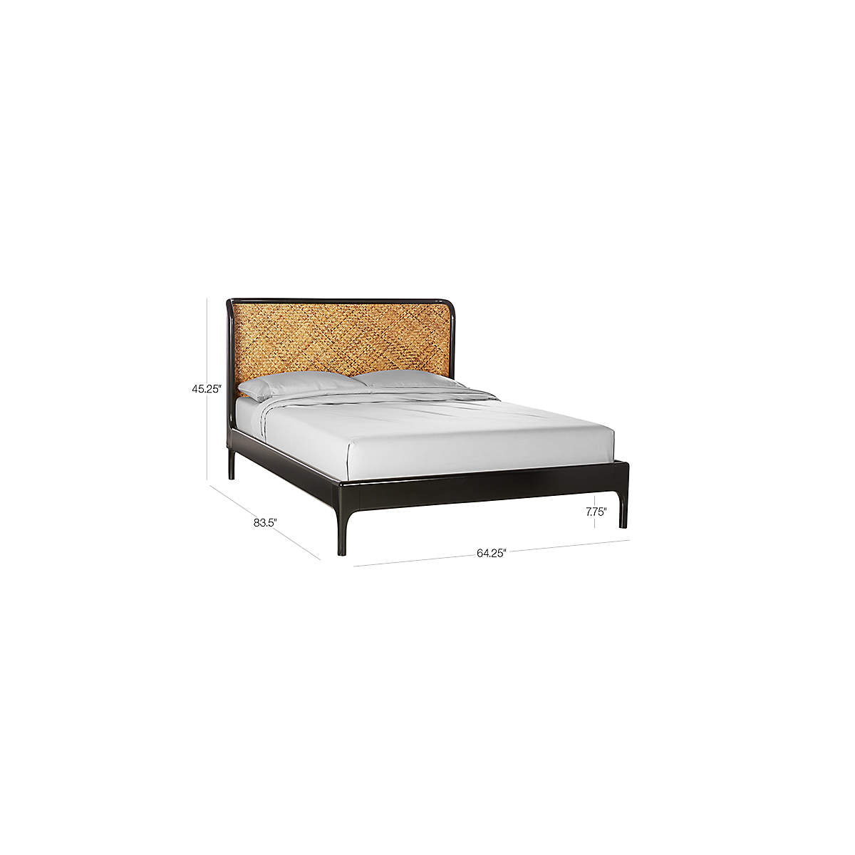 Miri Modern Black and Rattan Bed | CB2