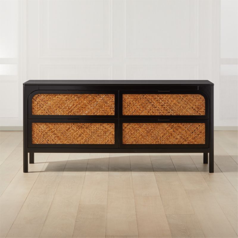 Miri 4-Drawer Black Cane Dresser - image 0 of 9