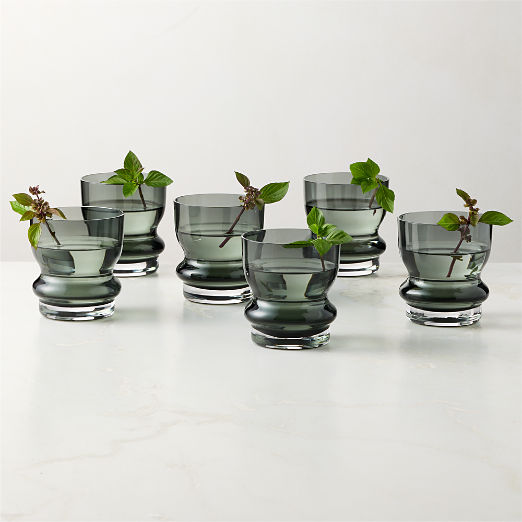 Misha Smoked Double Old-Fashioned Glasses Set of 6