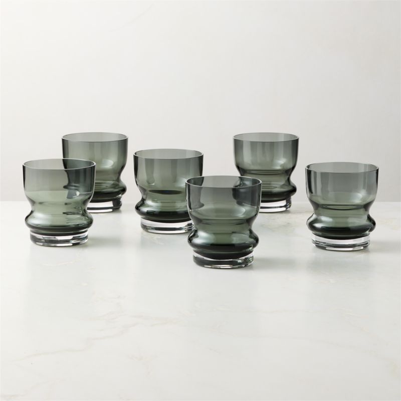 Misha Smoked Double Old-Fashioned Glasses Set of 6 - image 2 of 3