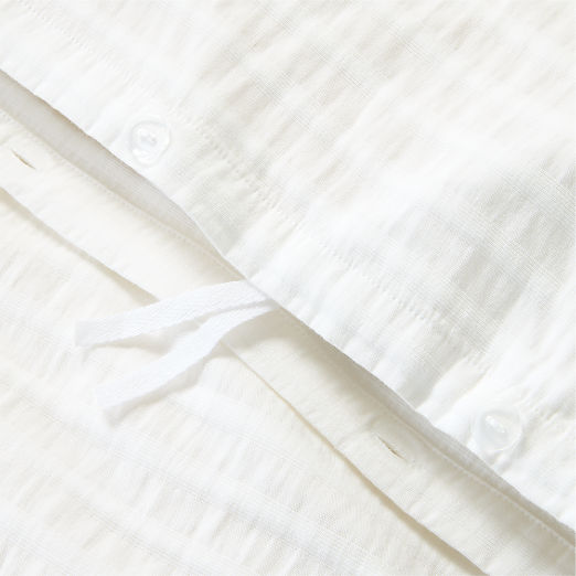 Mitra Organic Cotton Ribbed Jacquard White Duvet Cover