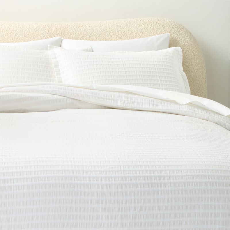 Viewing product image Mitra Organic Cotton Ribbed Jacquard White Full/Queen Duvet Cover - image 1 of 3