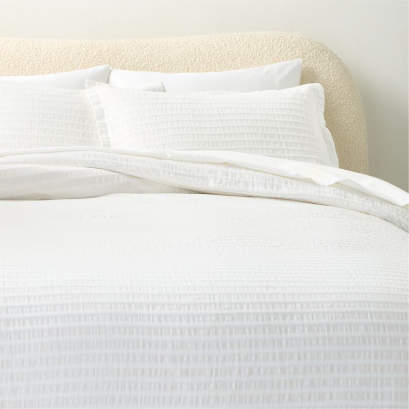 View Mitra Organic Cotton Ribbed Jacquard White King Duvet Cover details