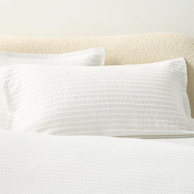 Mitra Organic Cotton Ribbed Jacquard White King Pillow Shams Set of 2 - image 0 of 4