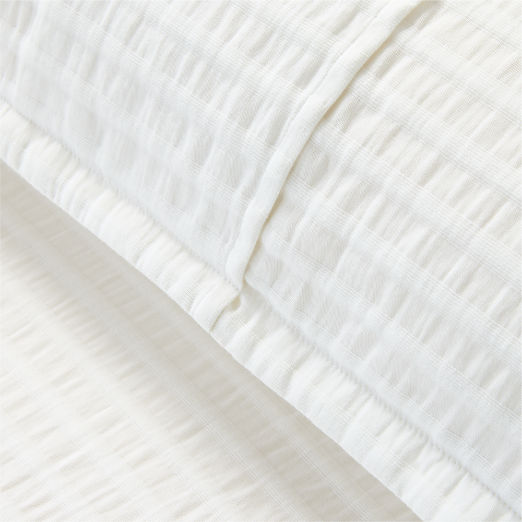 Mitra Organic Cotton Ribbed Jacquard White Pillow Shams Set of 2