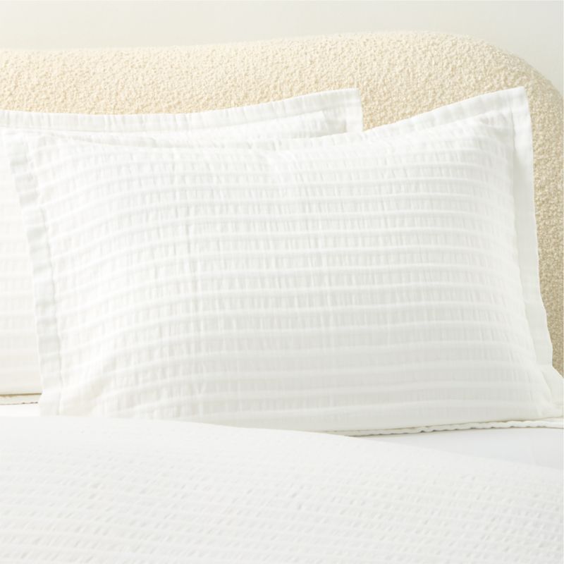 Mitra Organic Cotton Ribbed Jacquard White Standard Pillow Shams Set of 2 - image 0 of 4