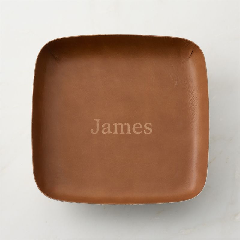 Mitri Stainless Steel and Brown Leather Decorative Tray - image 6 of 12