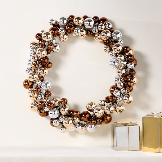 Mixed Metallic Ball Holiday Wreath 24"