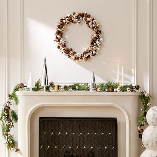 Mixed Metallic Ball Holiday Wreath 24"