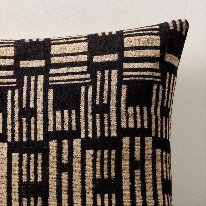 Melrose Black With Sand Jacquard Wool And Silk Lumbar Pillow With Down-Alternative Insert 22"x15" - image 1 of 6