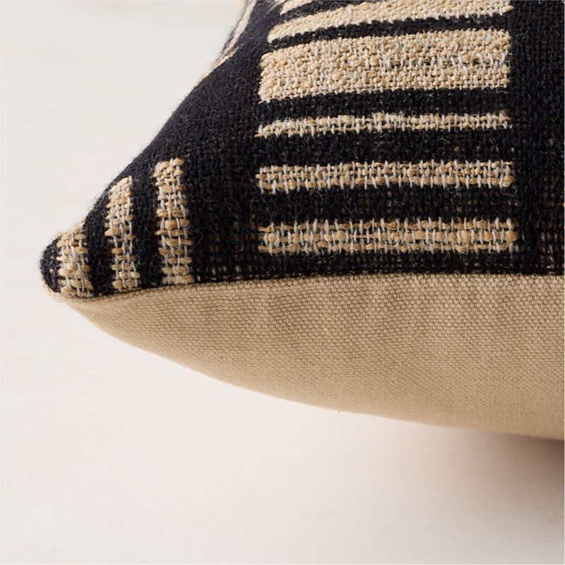 Melrose Black With Sand Jacquard Wool And Silk Lumbar Pillow With Down-Alternative Insert 22"x15" - image 3 of 6