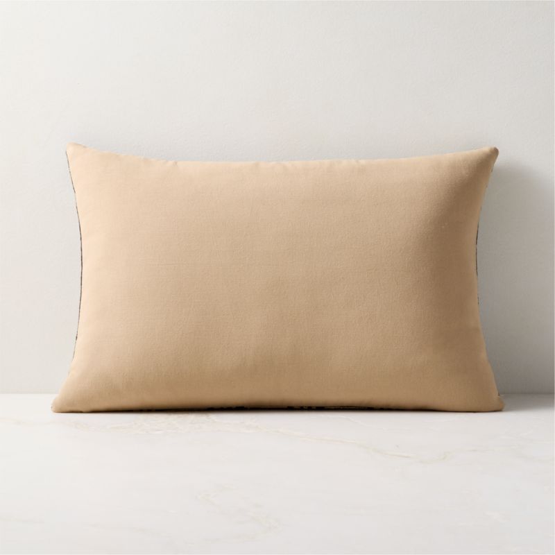 Melrose Black With Sand Jacquard Wool And Silk Lumbar Pillow With Down-Alternative Insert 22"x15" - image 2 of 6
