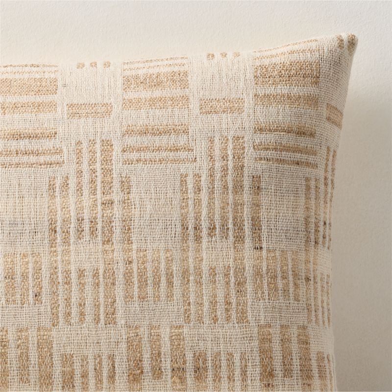Melrose Sand With Warm White Jacquard Wool And Silk Lumbar Pillow With Down-Alternative Insert 22"x15" - image 1 of 6