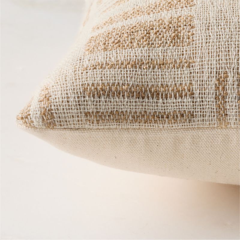 Melrose Sand With Warm White Jacquard Wool And Silk Lumbar Pillow With Down-Alternative Insert 22"x15" - image 3 of 6