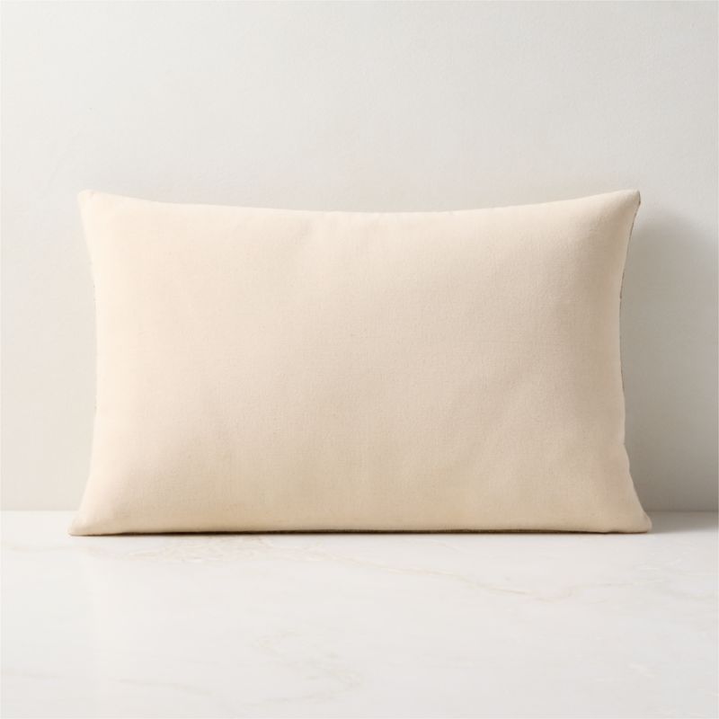 Melrose Sand With Warm White Jacquard Wool And Silk Lumbar Pillow With Down-Alternative Insert 22"x15" - image 2 of 6