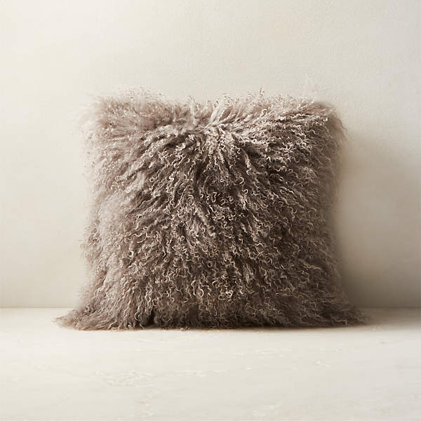 Mongolian Sheepskin Natural White Throw Pillow - Pillow Decor