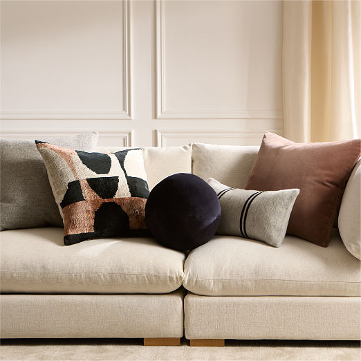 Vinette Brown Merino Wool and Velvet Throw Pillow with Down-Alternative Insert 23"x23"