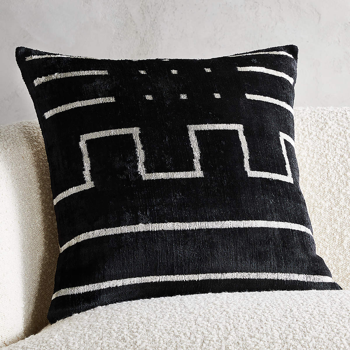Lines Black Silk Modern Throw Pillow with FeatherDown Insert 20