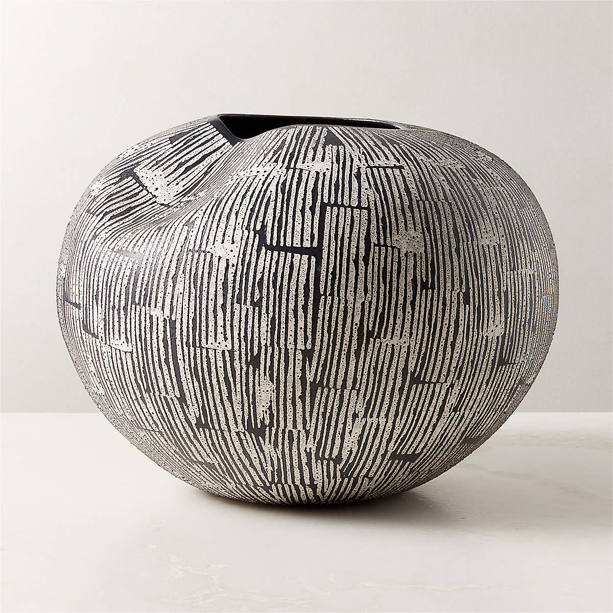 Moe Black and White Ceramic Vase + Reviews CB2