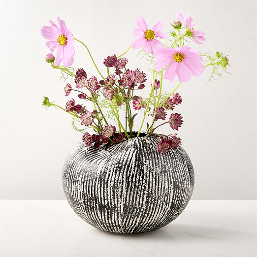 Moe Black and White Ceramic Vase Small