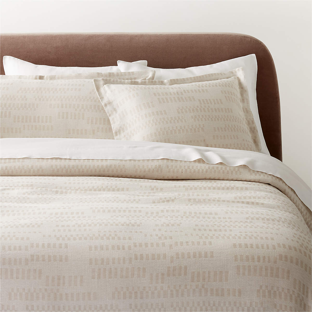 Moire EUROPEAN FLAX-Certified Linen-Blend Beige Duvet Cover and Pillow ...