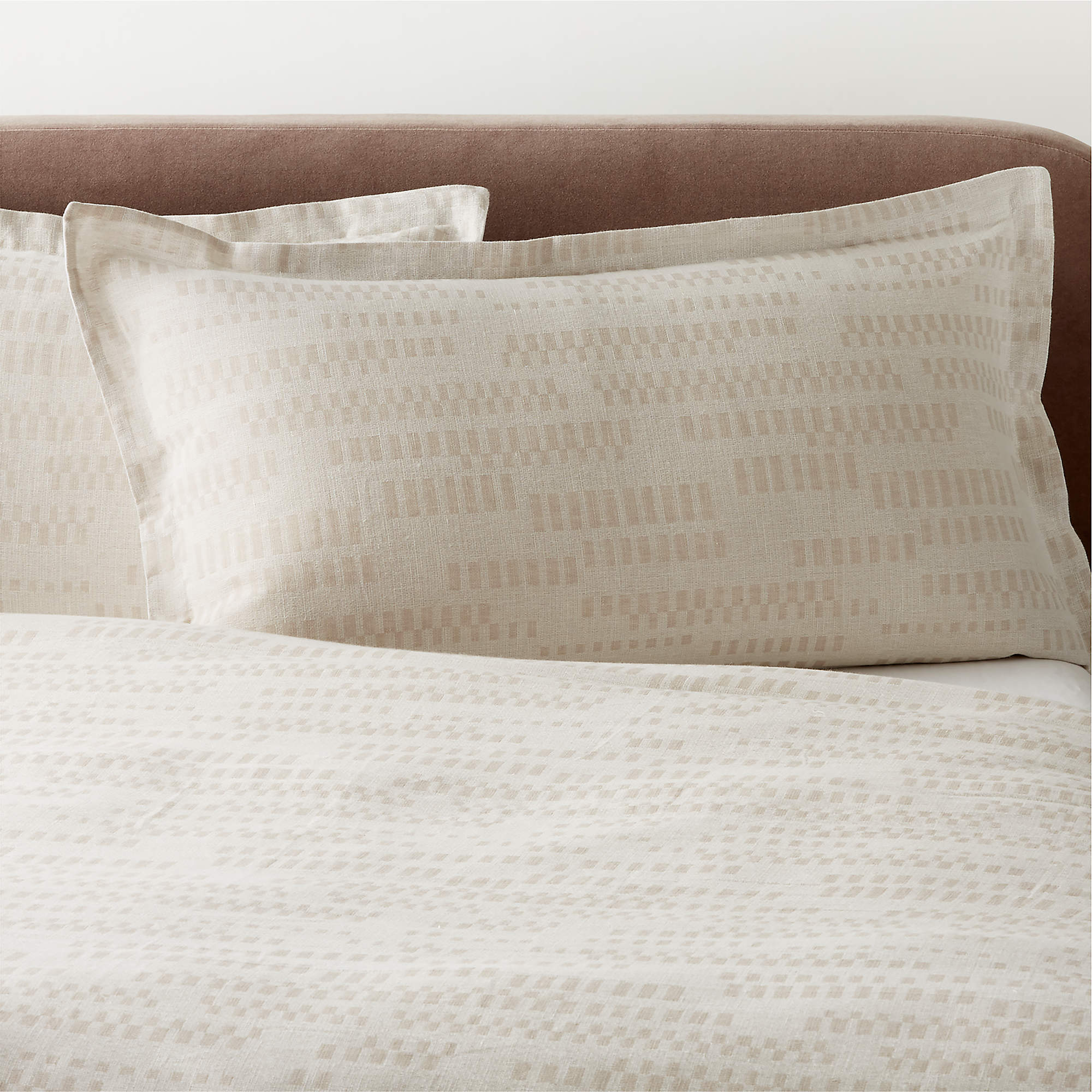 Moire European Flax LinenBlend Beige King Pillow Shams Set of 2 CB2