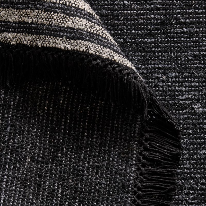 Moleno Handwoven Black Stripe New Zealand Wool and Linen Area Rug 8'x10' - image 3 of 4