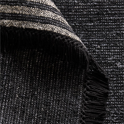 Moleno Black Stripe Handwoven New Zealand Wool and Linen Area Rug