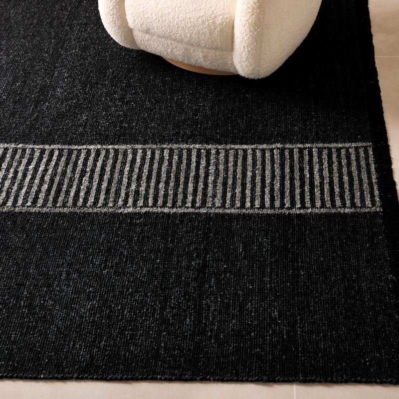 Moleno Handwoven Black Stripe New Zealand Wool and Linen Area Rug 6'x9' - image 2 of 4