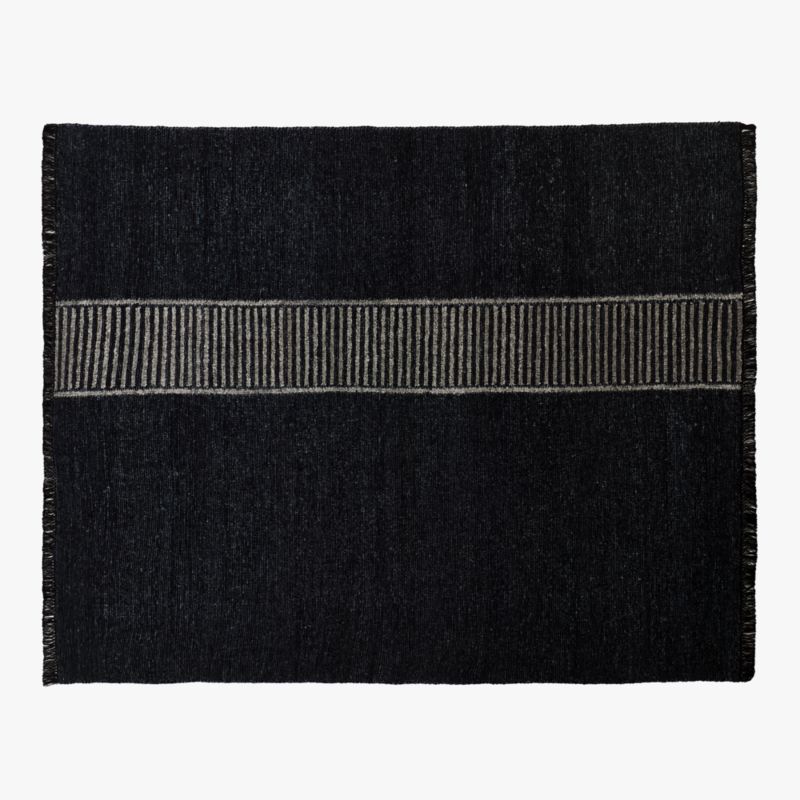 Moleno Handwoven Black Stripe New Zealand Wool and Linen Area Rug 8'x10' - image 0 of 4